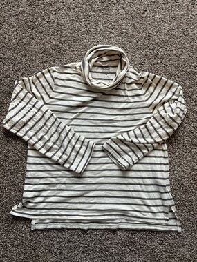 Madewell Striped Turtleneck Long-Sleeve Top - Cream and Black